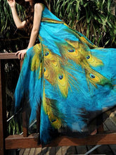 Load image into Gallery viewer, Vestido de gasa de pavo real para mujer
