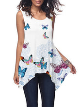 Load image into Gallery viewer, Cárdigan sin mangas con estampado de mariposas de cuello redondo
