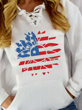 Load image into Gallery viewer, Girassol com estampa da bandeira americana com capuz de renda
