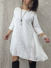 Load image into Gallery viewer, Women's Pure Color Cotton Short Sleeve Loose Dress
