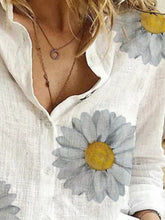 Load image into Gallery viewer, Tops e camisas de algodão estampados com mangas compridas e decote em V
