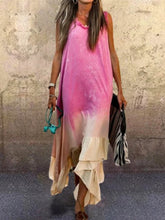 Load image into Gallery viewer, Vestido de chaleco con dobladillo irregular degradado tie-dye para mujer
