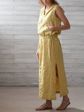Load image into Gallery viewer, Vestido feminino de algodão com capuz sem mangas
