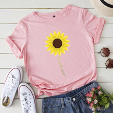 Load image into Gallery viewer, Sunflower print short sleeve t-shirts

