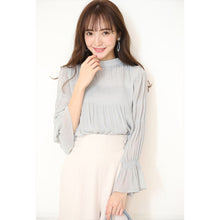 Load image into Gallery viewer, Chiffon shirt with sweet bow tie and ruffle sleeves

