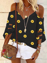 Load image into Gallery viewer, Women's Sunflower Print V-Neck Halter Top
