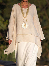 Load image into Gallery viewer, Irregular Hem Double Layer Cotton and Linen Shirt for Women
