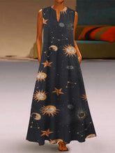Load image into Gallery viewer, Women's Sleeveless V-Neck Star Print Dress
