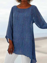 Load image into Gallery viewer, Short-sleeved shirts with round neck and asymmetric hem
