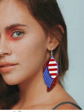 Load image into Gallery viewer, PU Leather Leaf Shaped Flag Earrings
