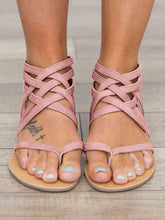 Load image into Gallery viewer, Sandalias planas de moda de encaje cruzado de moda para mujer
