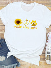 Load image into Gallery viewer, PEACE LOVE DOGS Sunflower Print T-Shirt for Women

