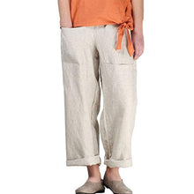 Load image into Gallery viewer, Irregular hemp pants with pockets
