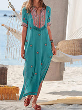 Load image into Gallery viewer, Vestido largo con paneles de borlas y estampado bohemio
