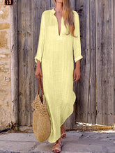 Load image into Gallery viewer, Women's V-Neck Loose Cotton and Linen Dress
